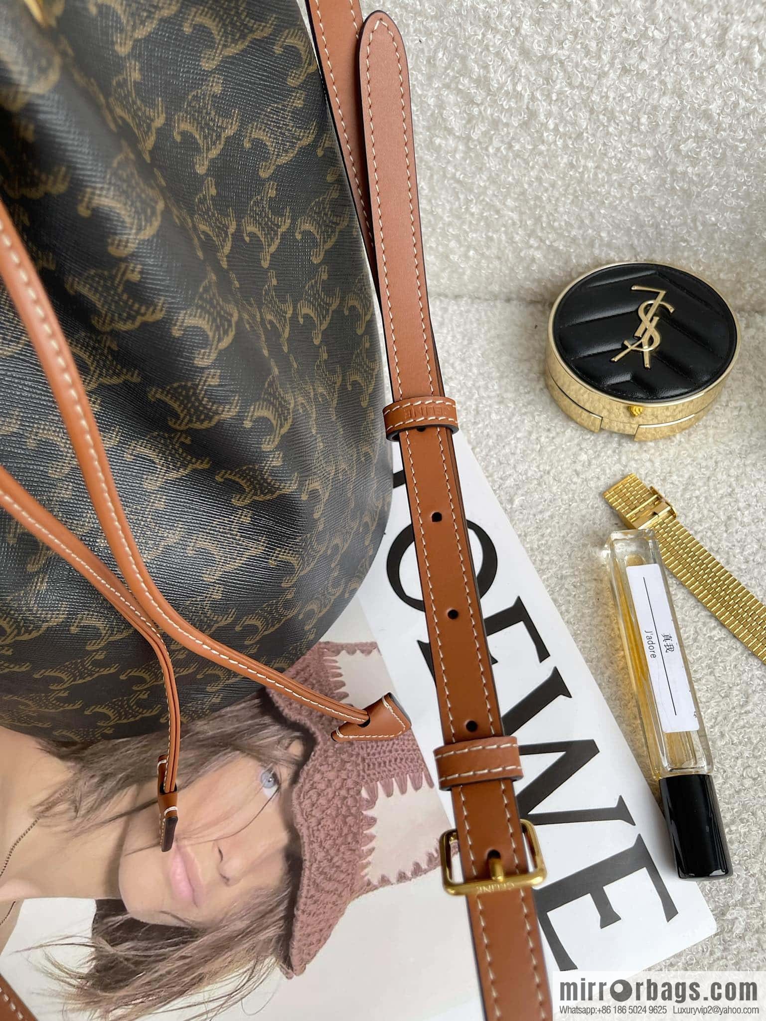CELINE CLARA logo printed cow leather handbag 116882