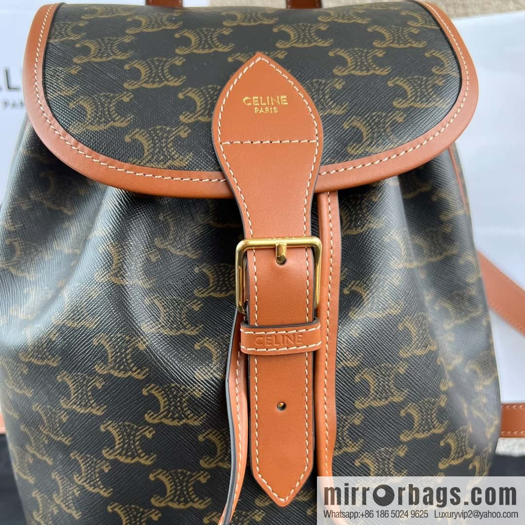CELINE FOLCO Logo Printed Cow Leather Medium Backpack 117902