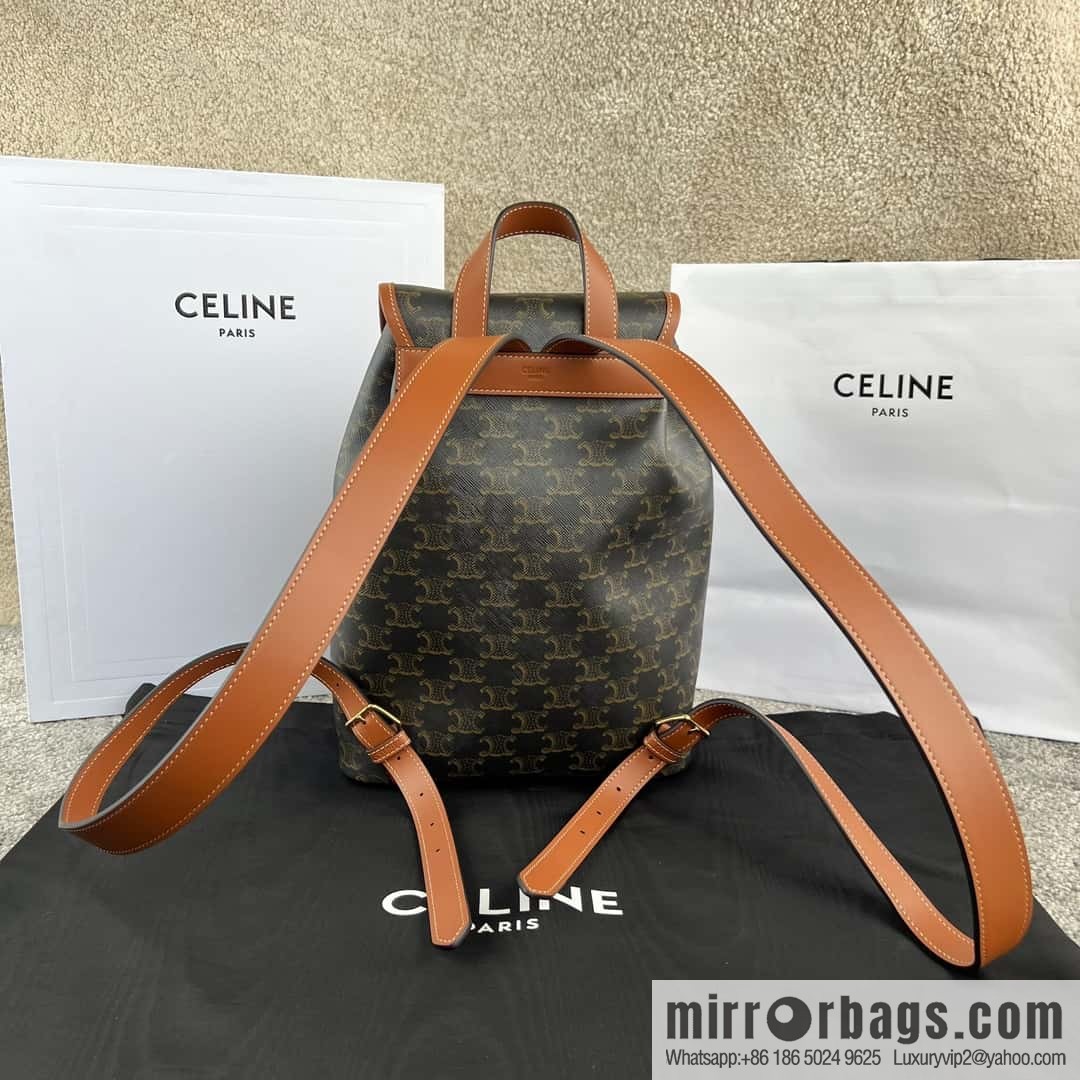 CELINE FOLCO Logo Printed Cow Leather Medium Backpack 117902
