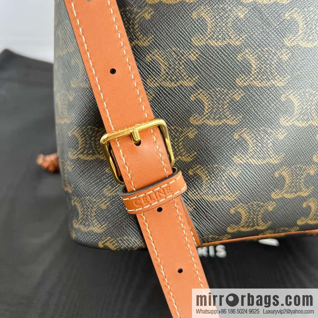 CELINE FOLCO Logo Printed Cow Leather Medium Backpack 117902