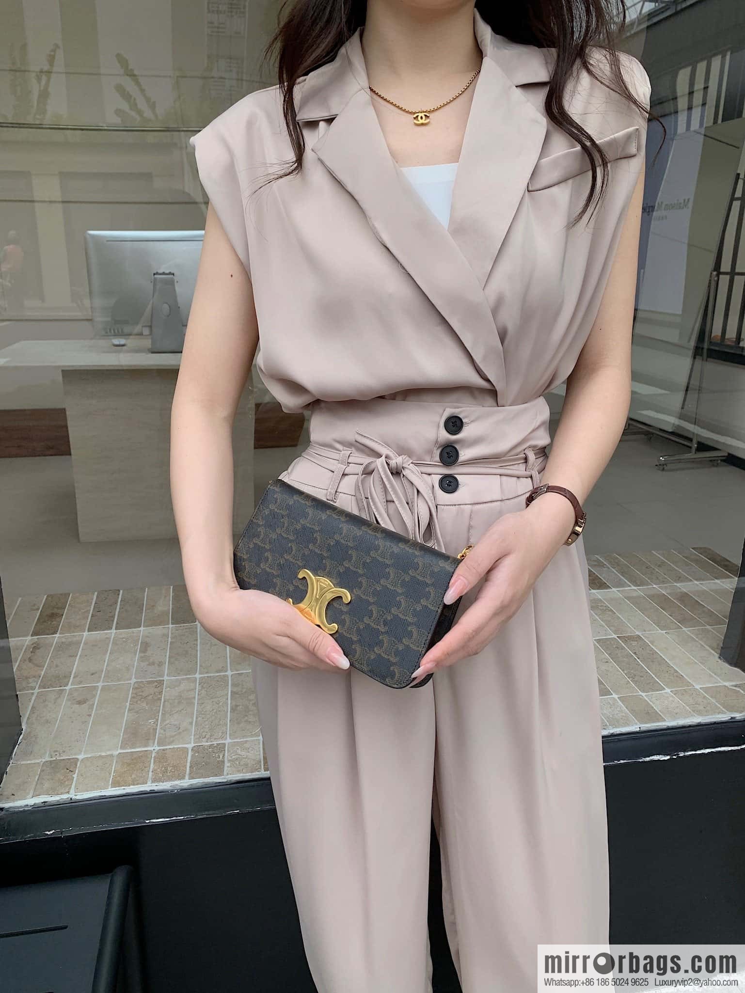 CELINE MULTPOCHETTE logo printed cow leather mini handbag 10L972