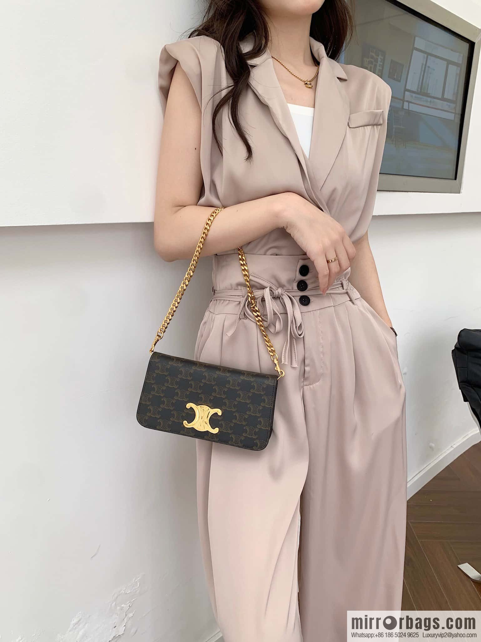 CELINE MULTPOCHETTE logo printed cow leather mini handbag 10L972