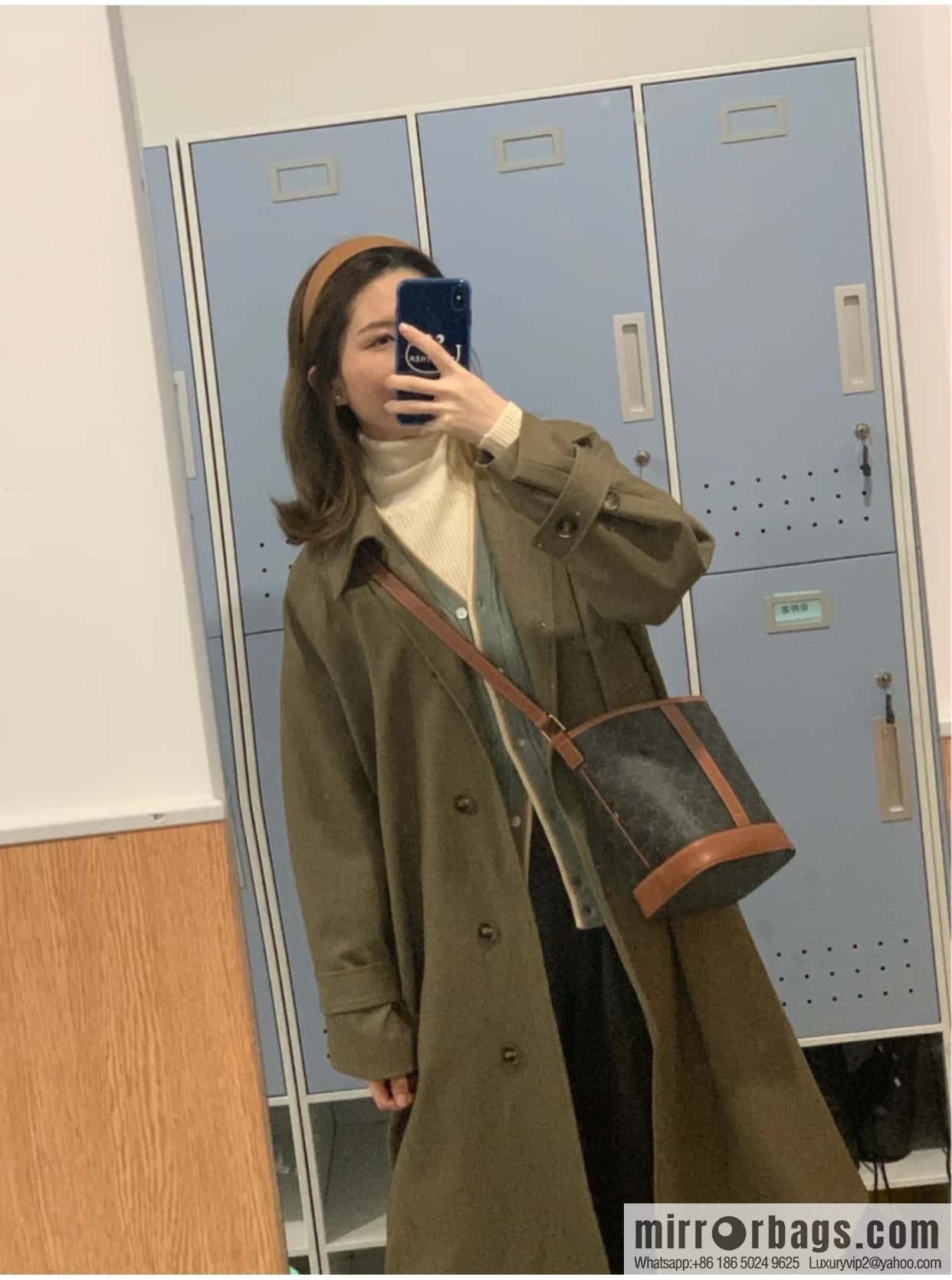 CELINE small logo print bucket bag 191442 tan
