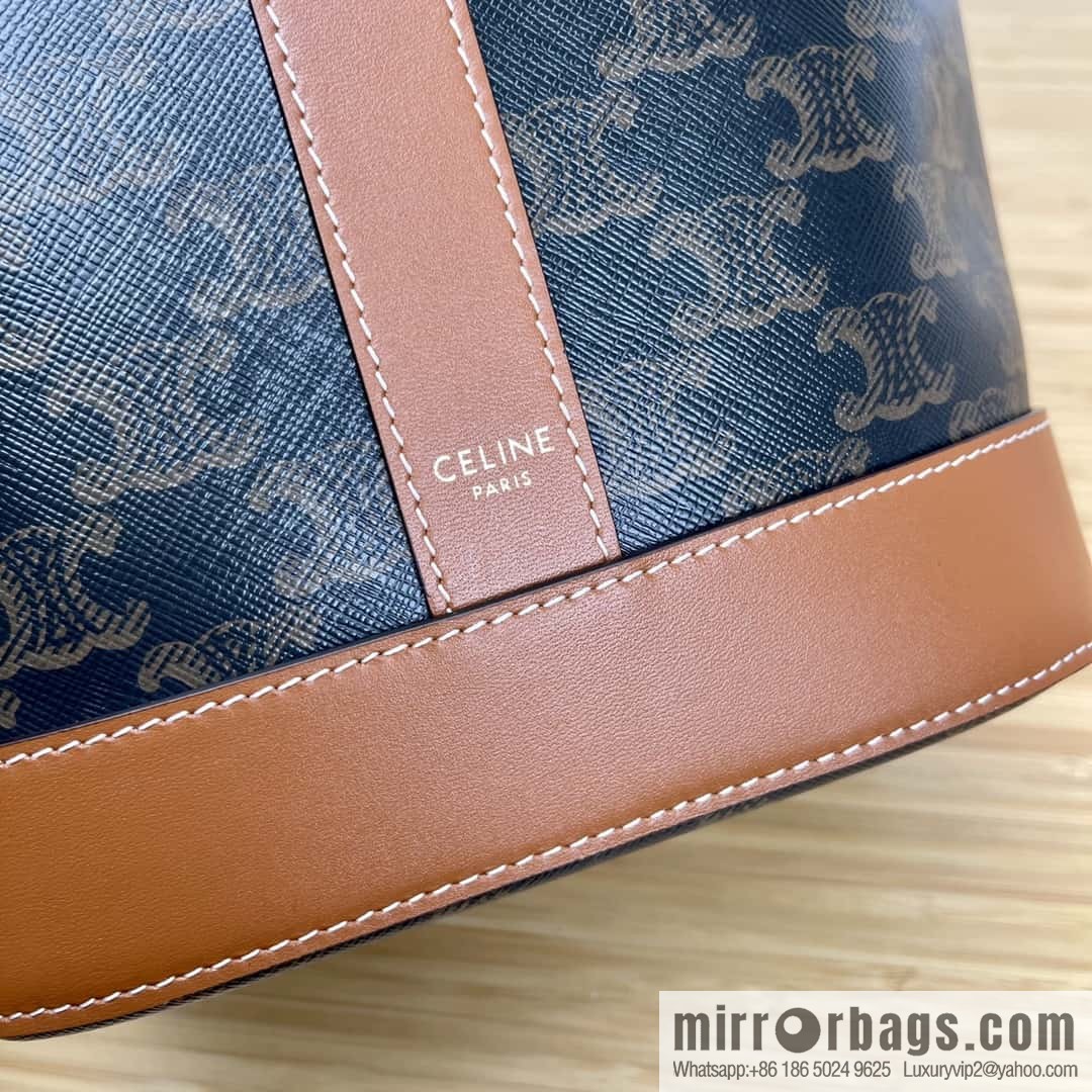 CELINE small logo print bucket bag 191442 tan