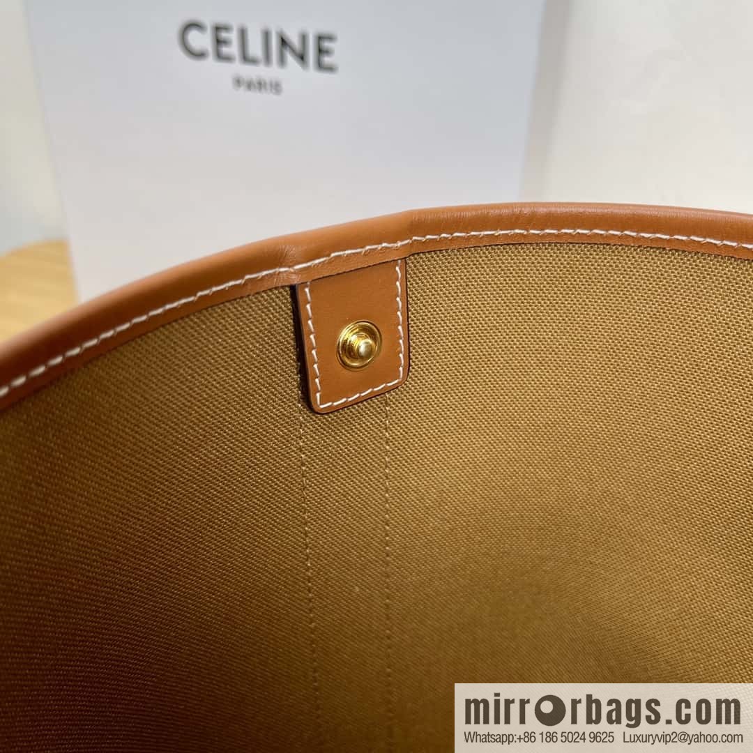 CELINE small logo print bucket bag 191442 tan