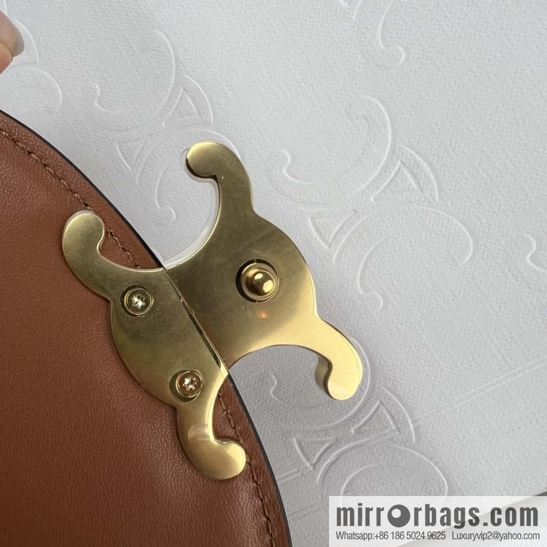 CELINE BESACE TRIOMPHE Mini Logo Printed Cow Leather Handbag 10K502