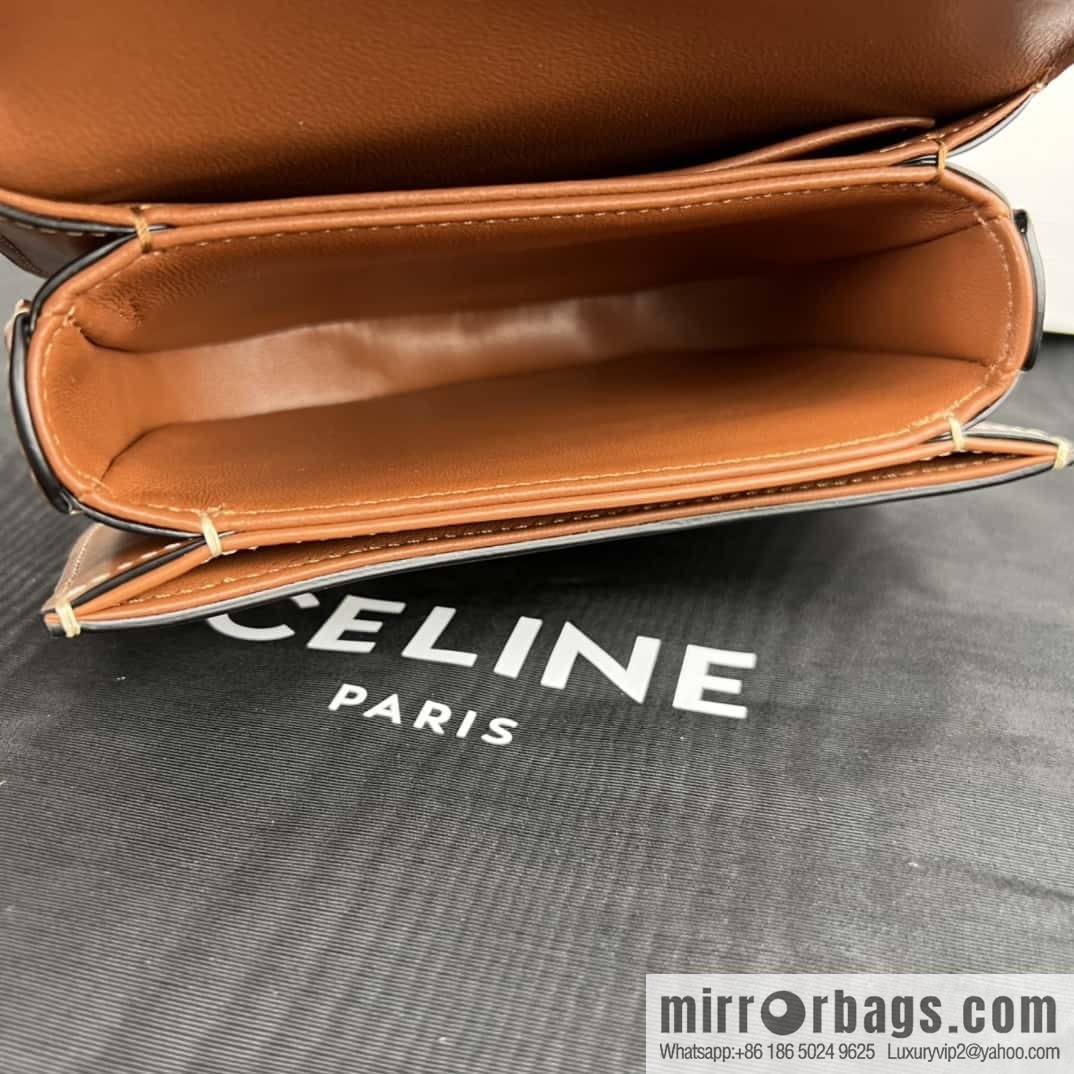 CELINE BESACE TRIOMPHE Mini Logo Printed Cow Leather Handbag 10K502