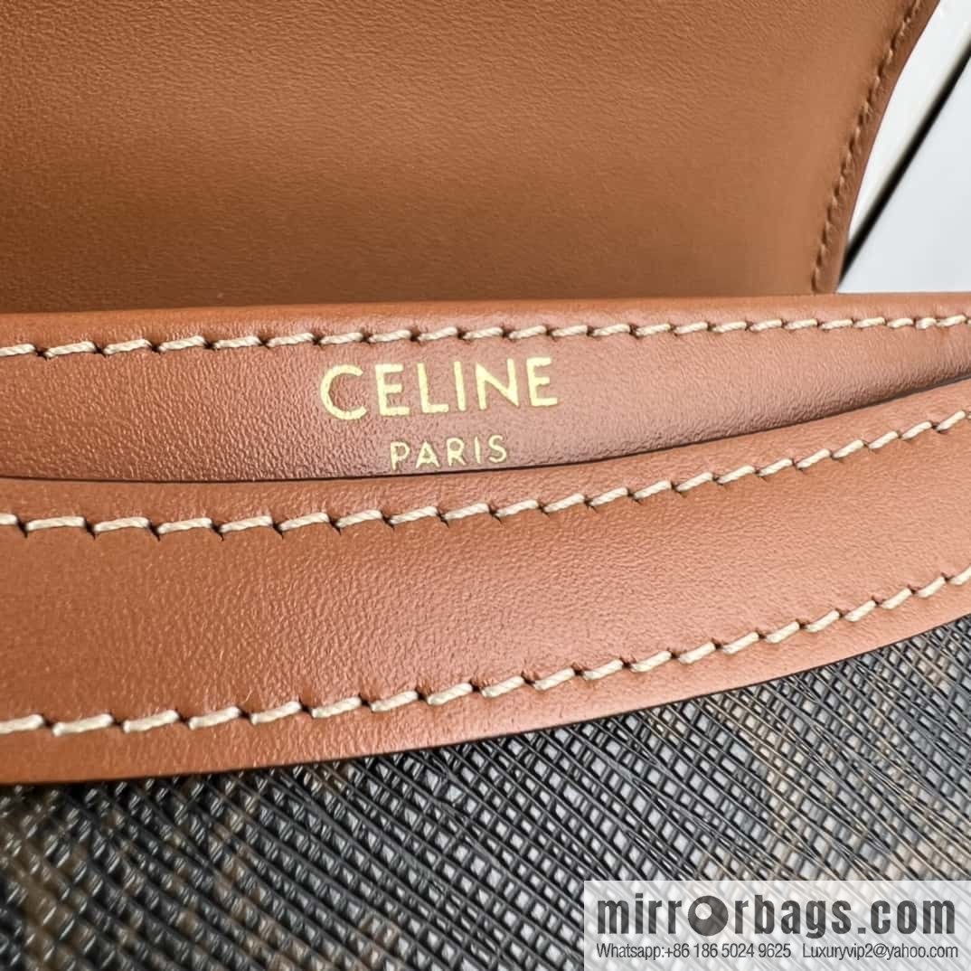 CELINE BESACE TRIOMPHE Mini Logo Printed Cow Leather Handbag 10K502