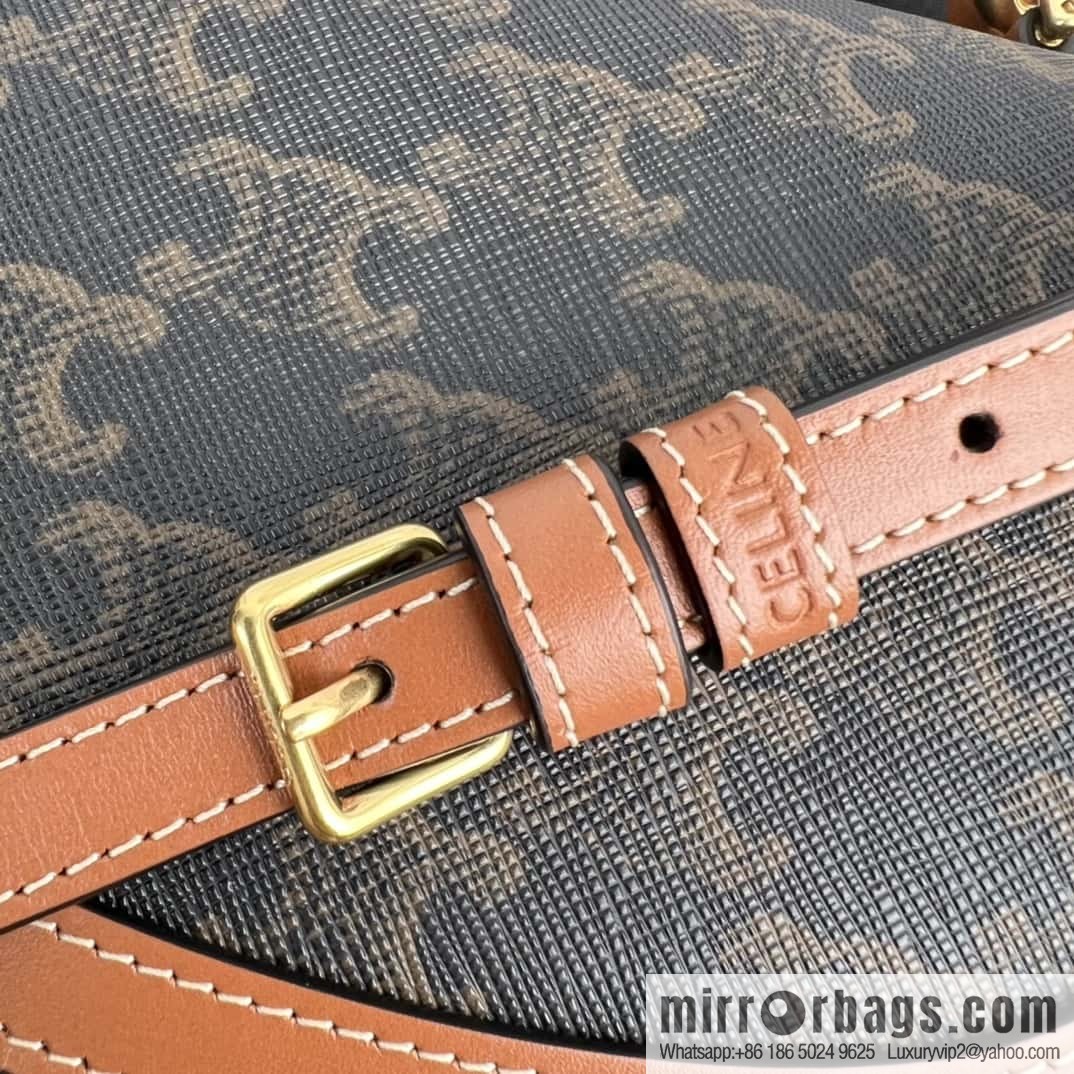CELINE BESACE TRIOMPHE Mini Logo Printed Cow Leather Handbag 10K502