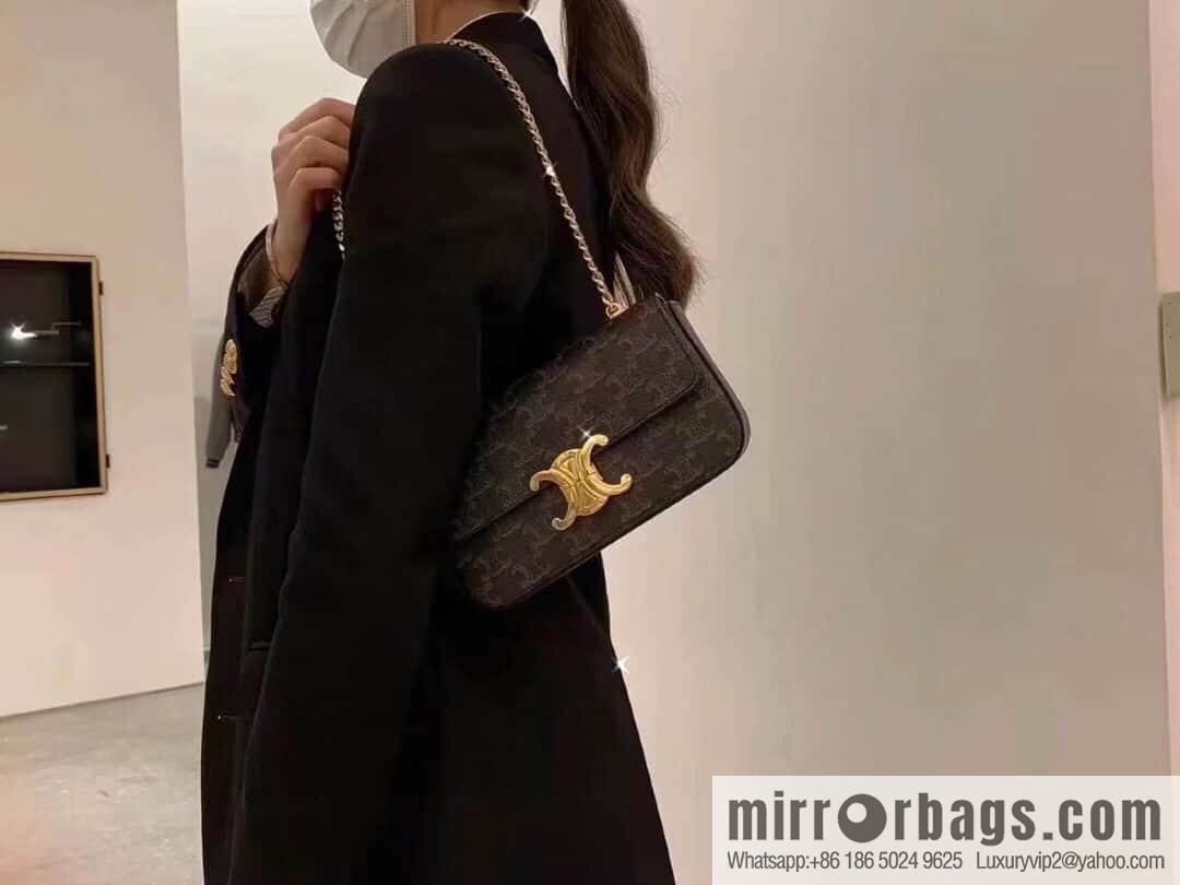 CELINE TRIOMPHE logo printed chain shoulder backpack 197992