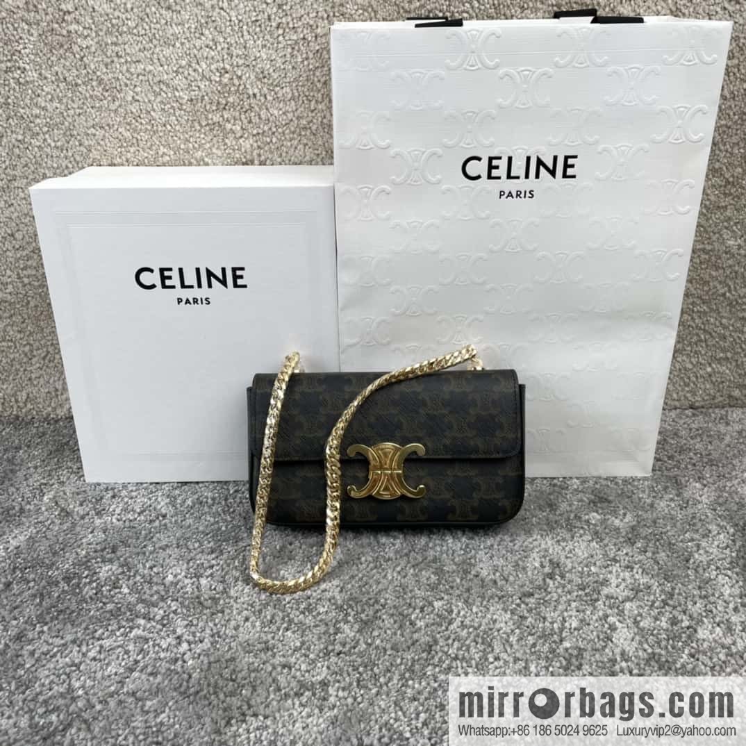 CELINE TRIOMPHE logo printed chain shoulder backpack 197992