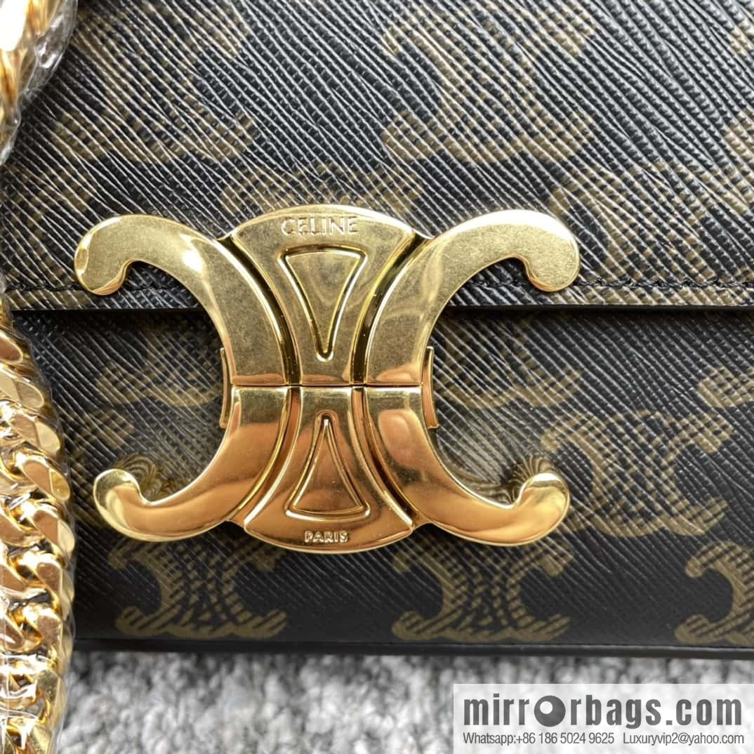 CELINE TRIOMPHE logo printed chain shoulder backpack 197992