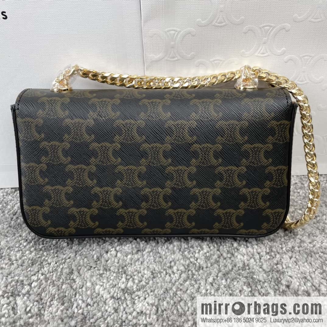 CELINE TRIOMPHE logo printed chain shoulder backpack 197992