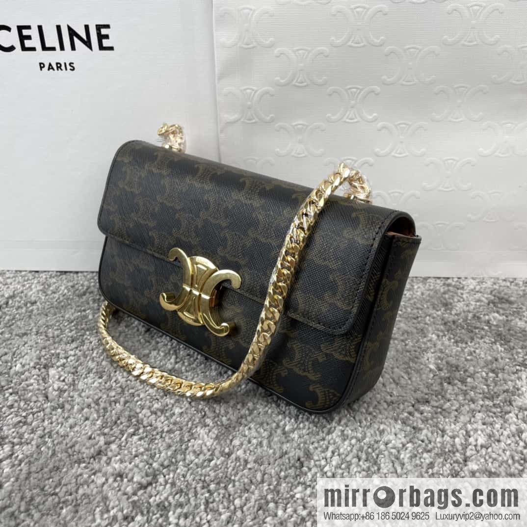 CELINE TRIOMPHE logo printed chain shoulder backpack 197992