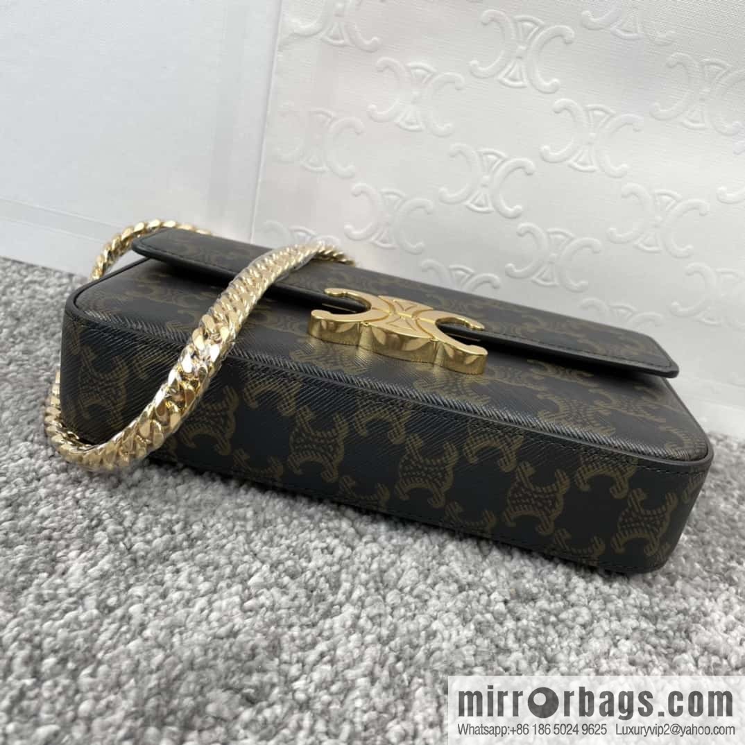CELINE TRIOMPHE logo printed chain shoulder backpack 197992