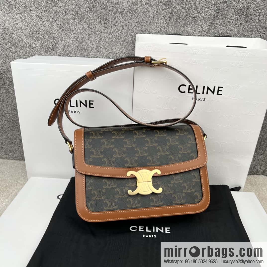 CELINE TRIOMPHE canvas and calfskin handbag 187363