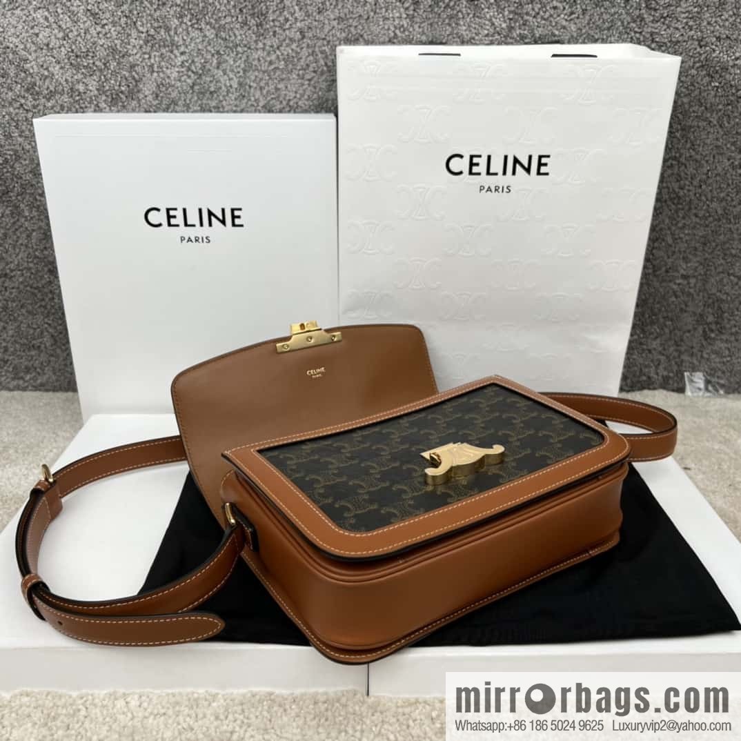 CELINE TRIOMPHE canvas and calfskin handbag 187363