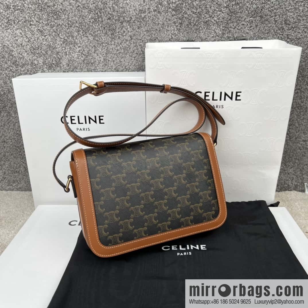 CELINE TRIOMPHE canvas and calfskin handbag 187363