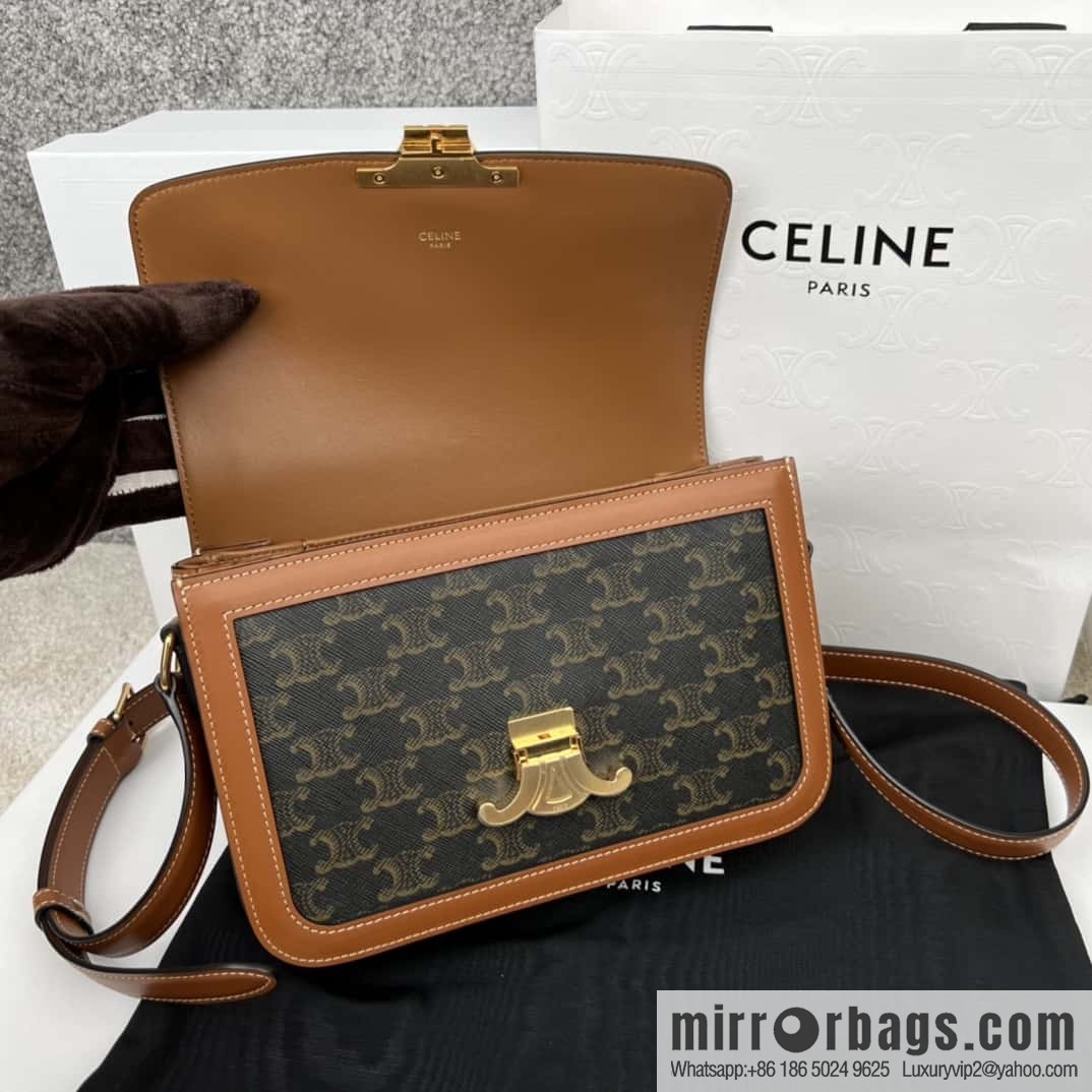 CELINE TRIOMPHE canvas and calfskin handbag 187363