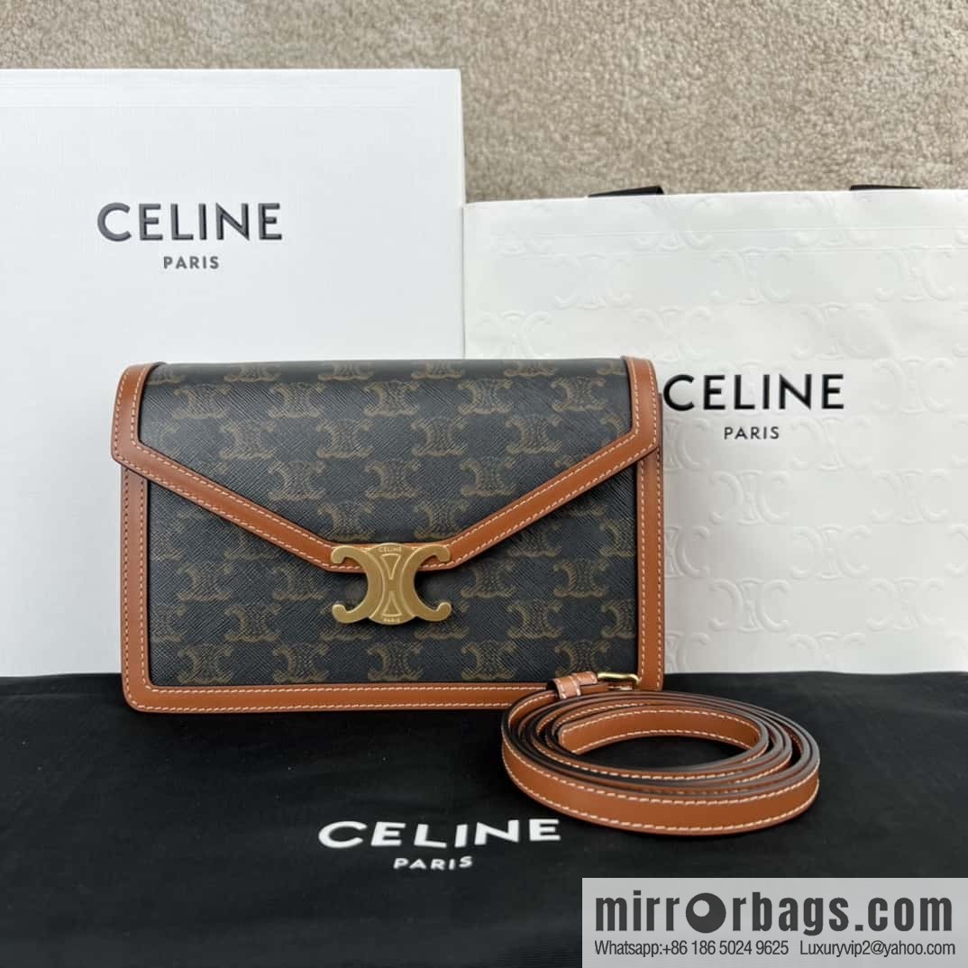 CELINE ENVELOPPE TRIOMPHE signature printed cow leather envelope bag 113322