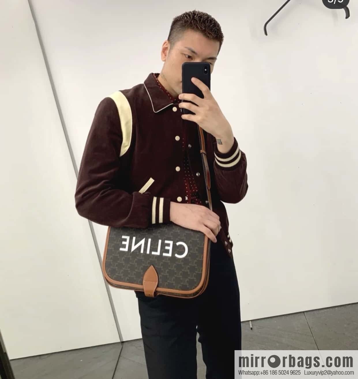 CELINE new FOLCO TRIOMPHE messenger bag PVC/cowhide 193902