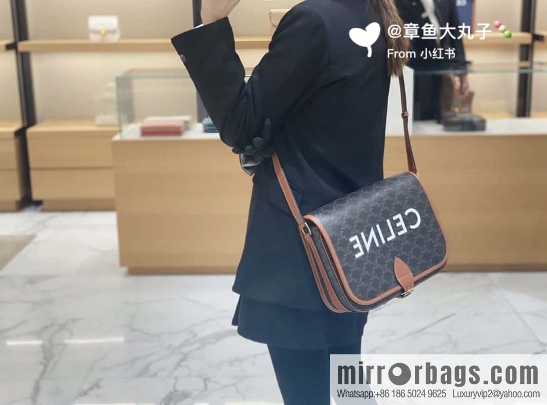CELINE new FOLCO TRIOMPHE messenger bag PVC/cowhide 193902