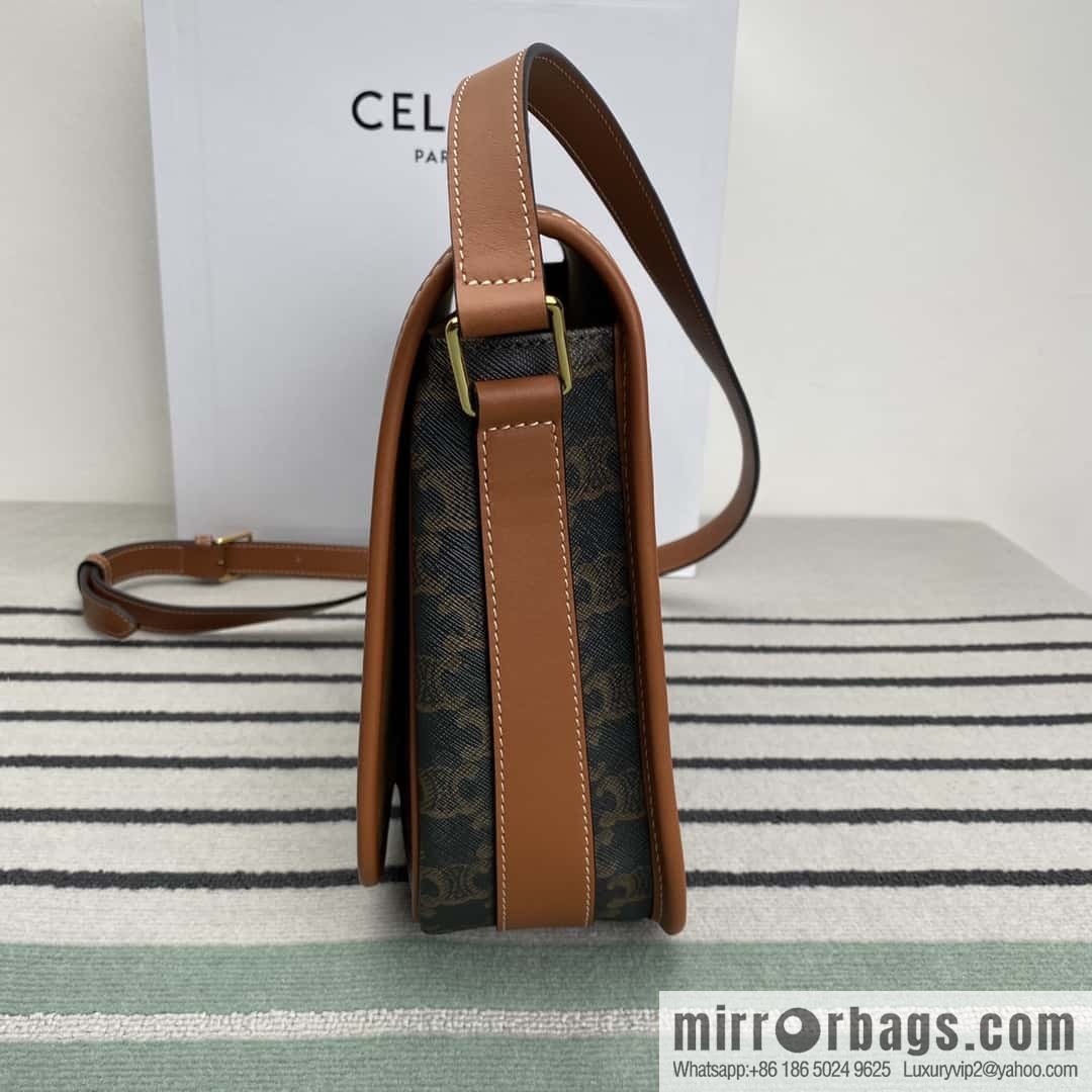 CELINE new FOLCO TRIOMPHE messenger bag PVC/cowhide 193902