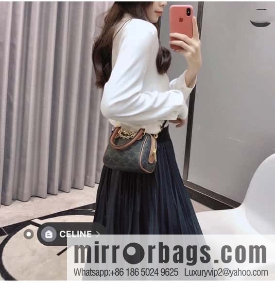 CELINE TRIOMPHE Faux Leather Mini Boston Bag 195112