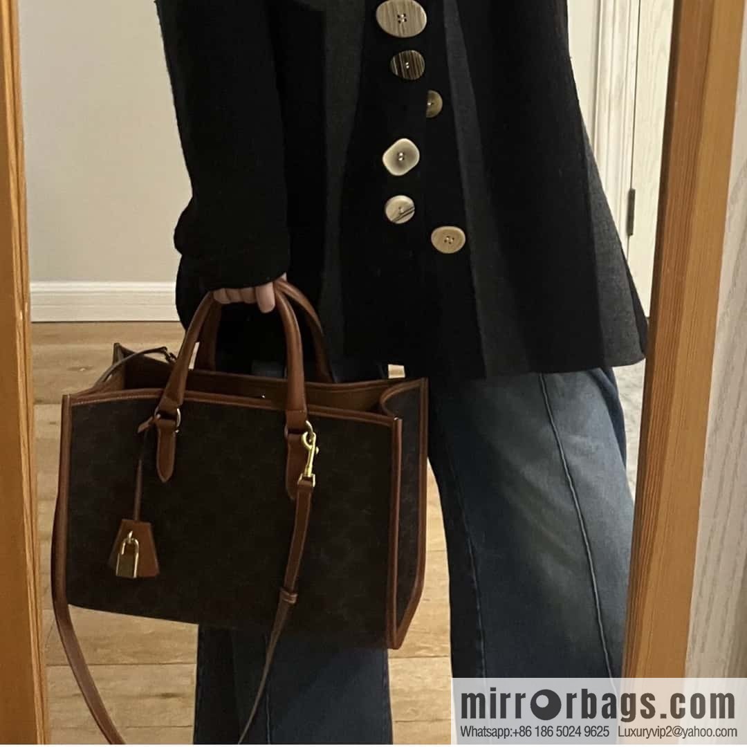 CELINE CABAS TRIOMPHE logo print and cow leather, horizontal mini handbag 197912