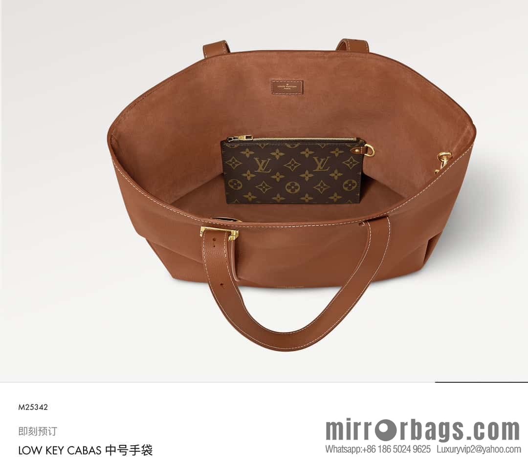 [Boutique‑grade] M25342 brown, full leather shopping bag M25341 M25343 Low key cabas handbag