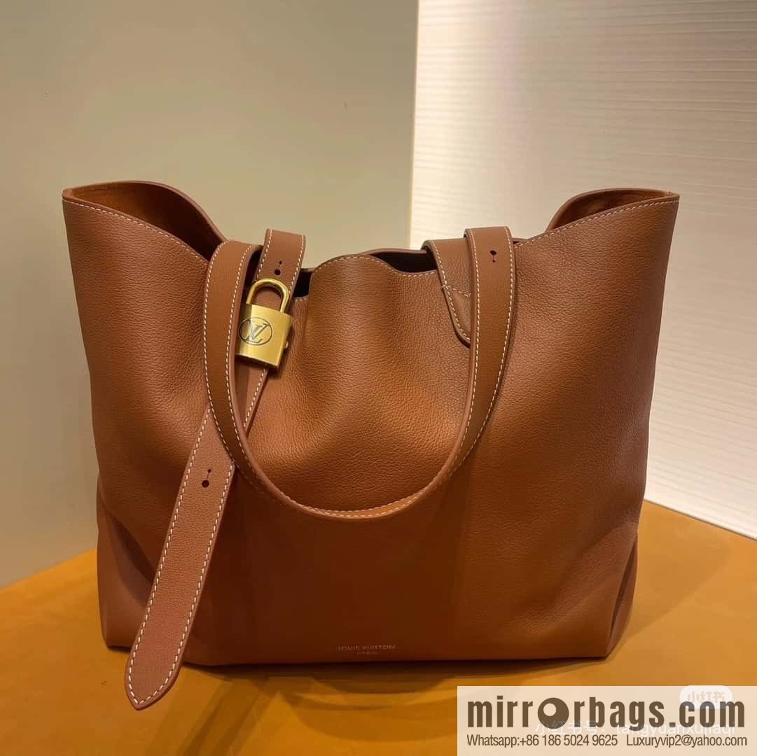 [Boutique‑grade] M25342 brown, full leather shopping bag M25341 M25343 Low key cabas handbag