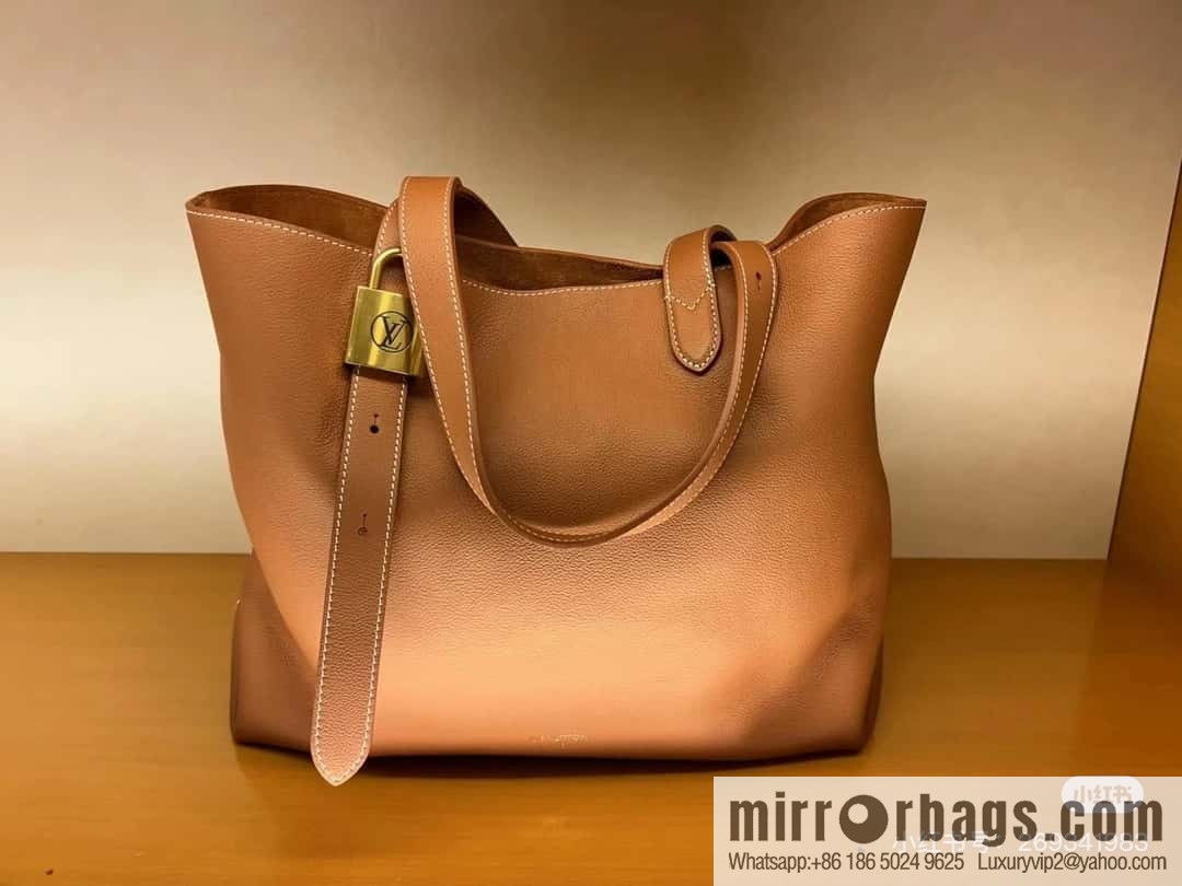 [Boutique‑grade] M25342 brown, full leather shopping bag M25341 M25343 Low key cabas handbag