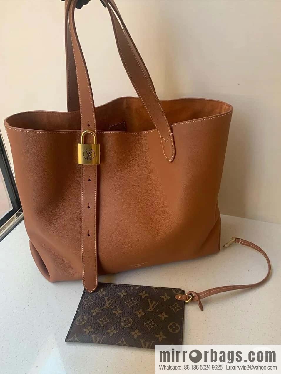 [Boutique‑grade] M25342 brown, full leather shopping bag M25341 M25343 Low key cabas handbag