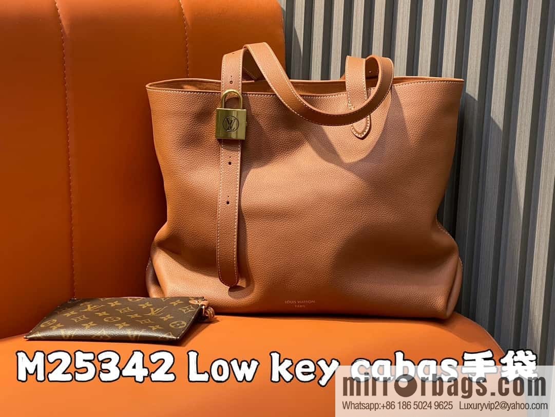 [Boutique‑grade] M25342 brown, full leather shopping bag M25341 M25343 Low key cabas handbag