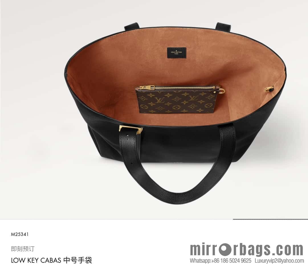 [Boutique‑grade] M25341 black, full leather shopping bag Low key cabas handbag 25342 M25343 2024 latest autumn and winter new models, Low Key Cabas medium handbag