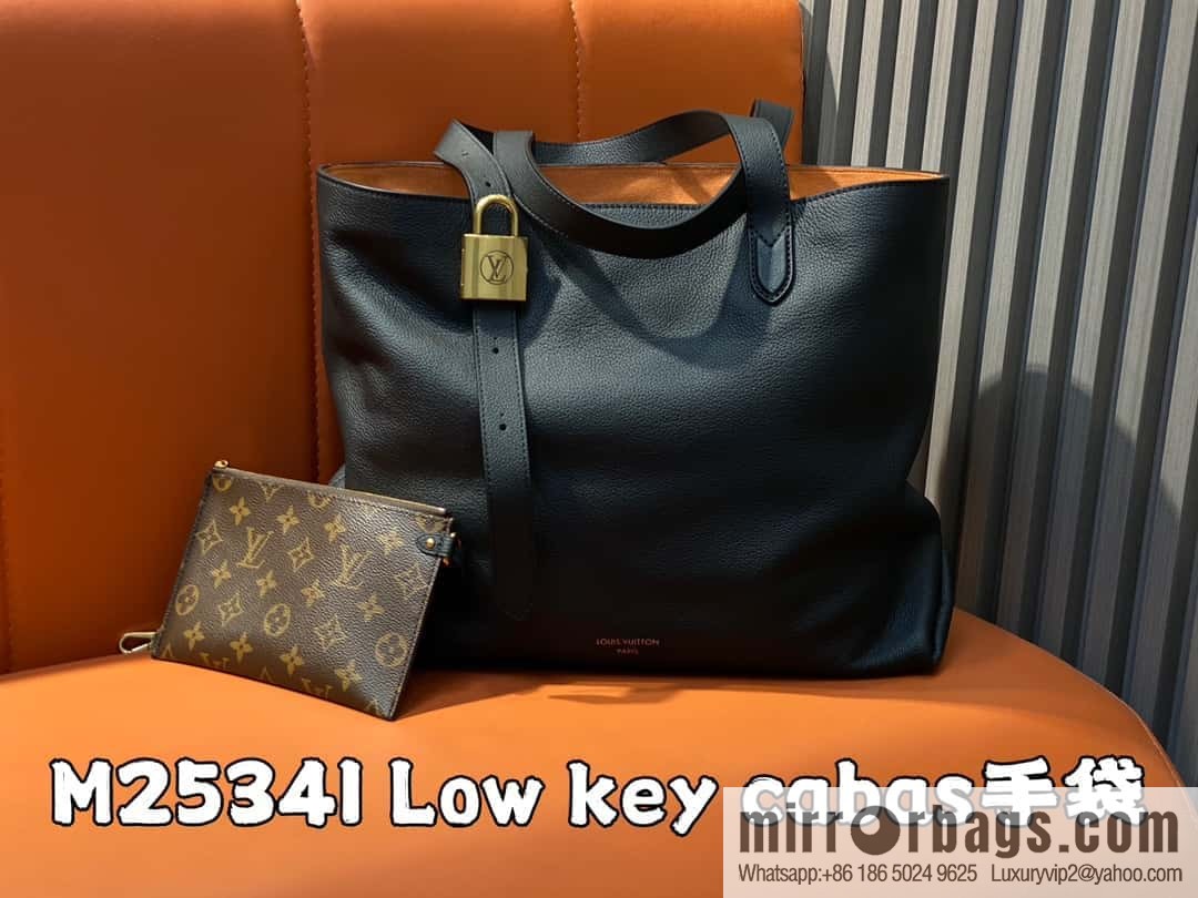 [Boutique‑grade] M25341 black, full leather shopping bag Low key cabas handbag 25342 M25343 2024 latest autumn and winter new models, Low Key Cabas medium handbag