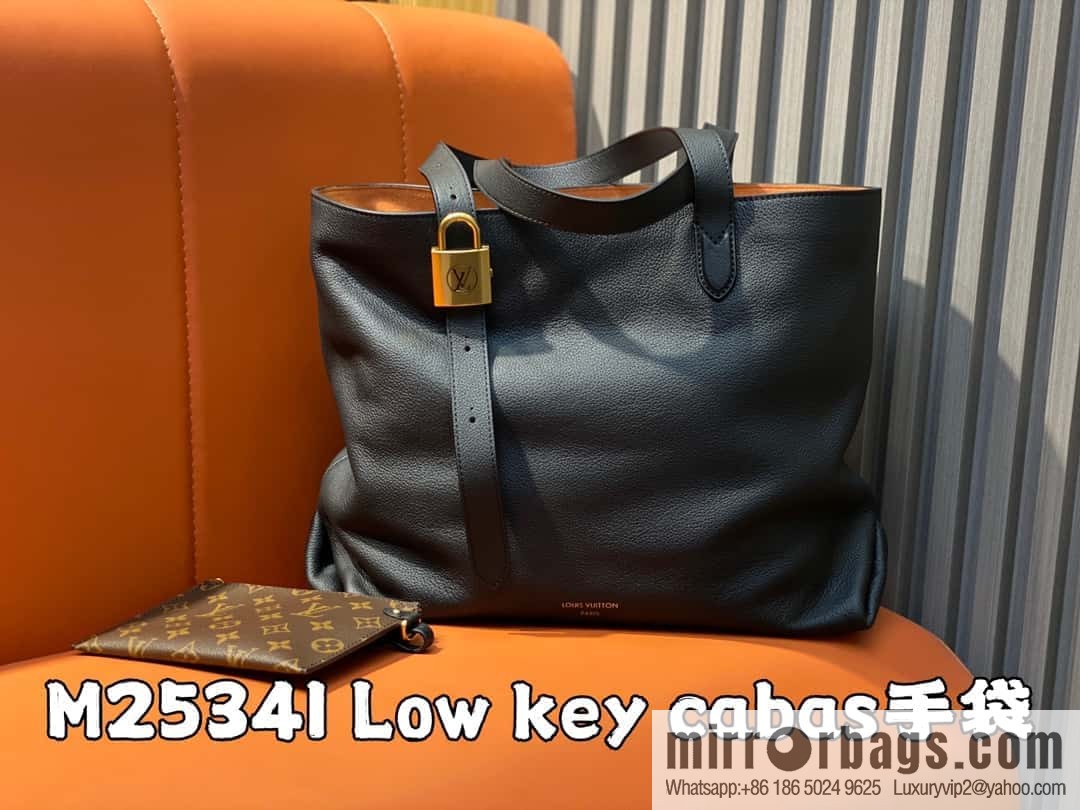 [Boutique‑grade] M25341 black, full leather shopping bag Low key cabas handbag 25342 M25343 2024 latest autumn and winter new models, Low Key Cabas medium handbag