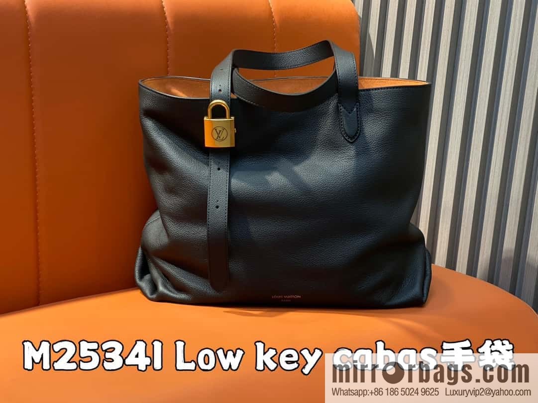 [Boutique‑grade] M25341 black, full leather shopping bag Low key cabas handbag 25342 M25343 2024 latest autumn and winter new models, Low Key Cabas medium handbag