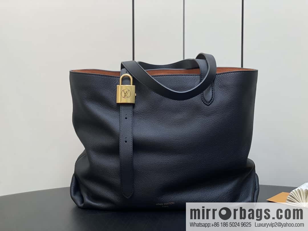 [Boutique‑grade] M25341 black, full leather shopping bag Low key cabas handbag 25342 M25343 2024 latest autumn and winter new models, Low Key Cabas medium handbag