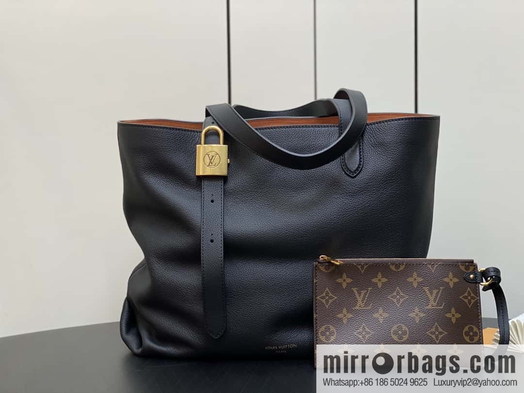 [Boutique‑grade] M25341 black, full leather shopping bag Low key cabas handbag 25342 M25343 2024 latest autumn and winter new models, Low Key Cabas medium handbag