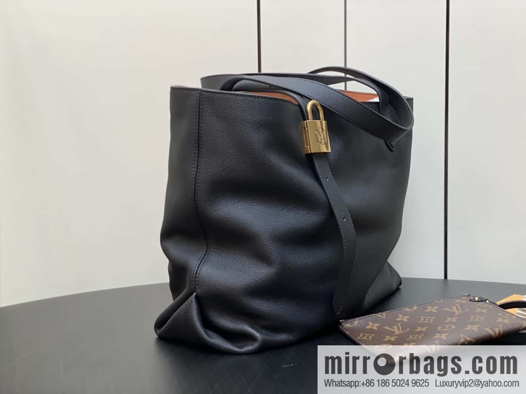 [Boutique‑grade] M25341 black, full leather shopping bag Low key cabas handbag 25342 M25343 2024 latest autumn and winter new models, Low Key Cabas medium handbag