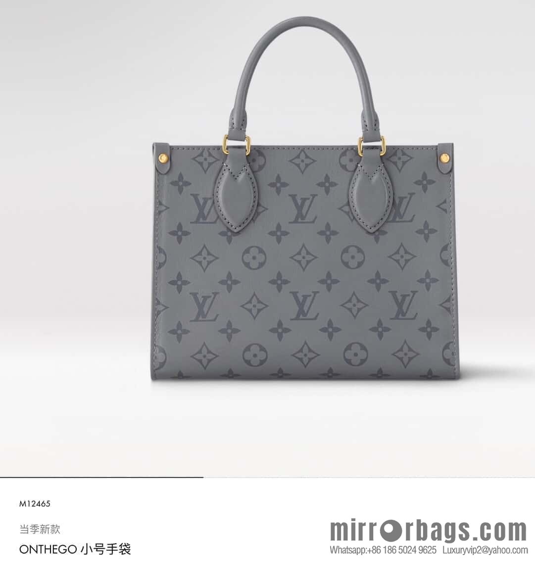 [Boutique‑grade] M12465 shark gray silk screen printing, full leather square bag series, this OnTheGo small handbag.