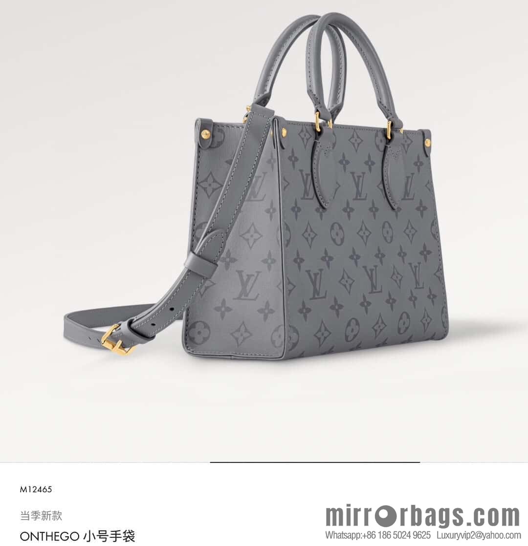[Boutique‑grade] M12465 shark gray silk screen printing, full leather square bag series, this OnTheGo small handbag.