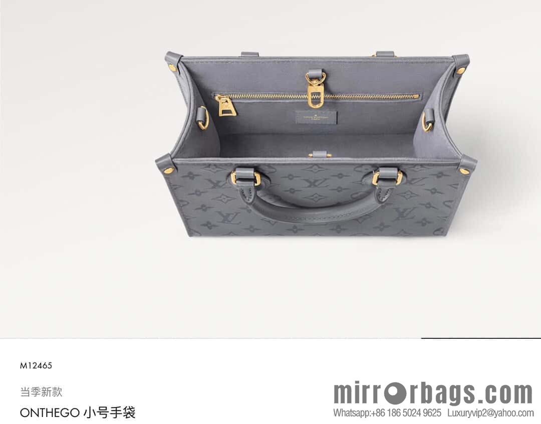 [Boutique‑grade] M12465 shark gray silk screen printing, full leather square bag series, this OnTheGo small handbag.