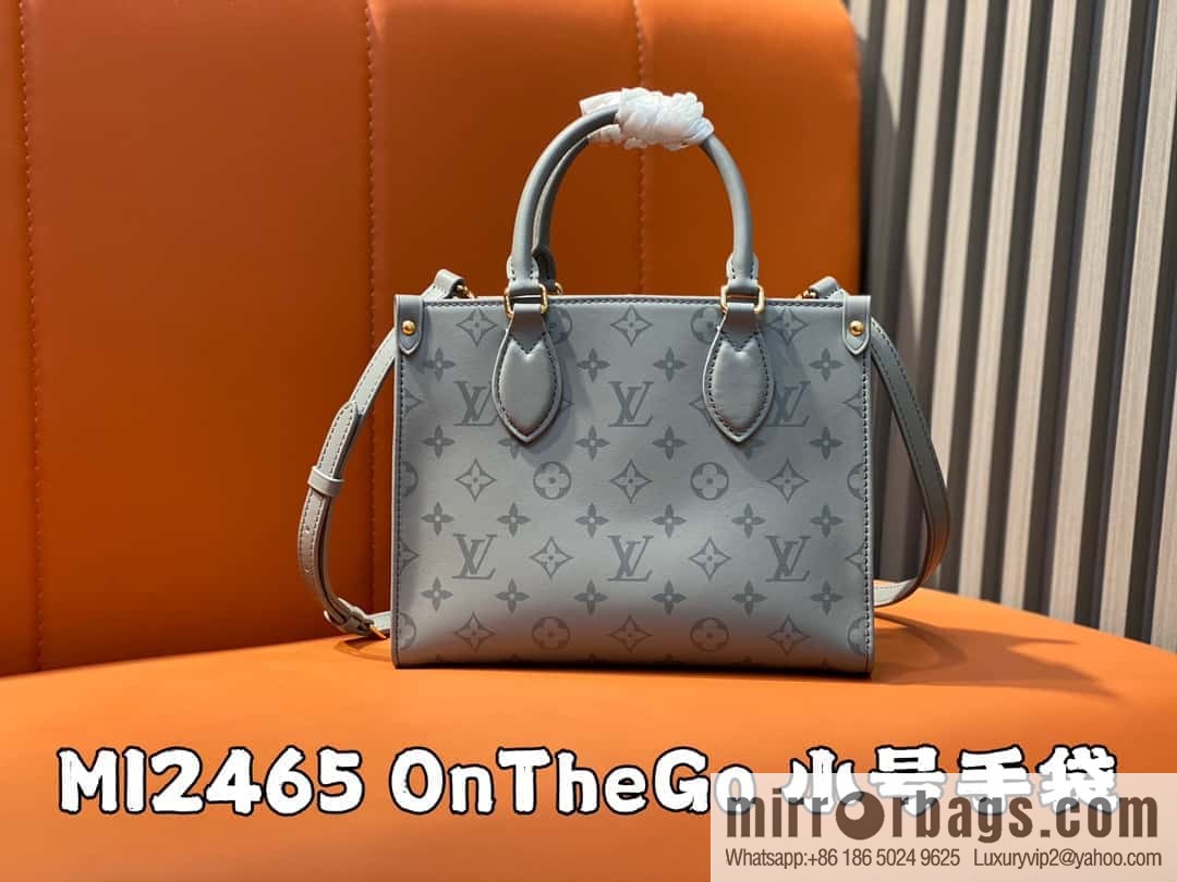 [Boutique‑grade] M12465 shark gray silk screen printing, full leather square bag series, this OnTheGo small handbag.