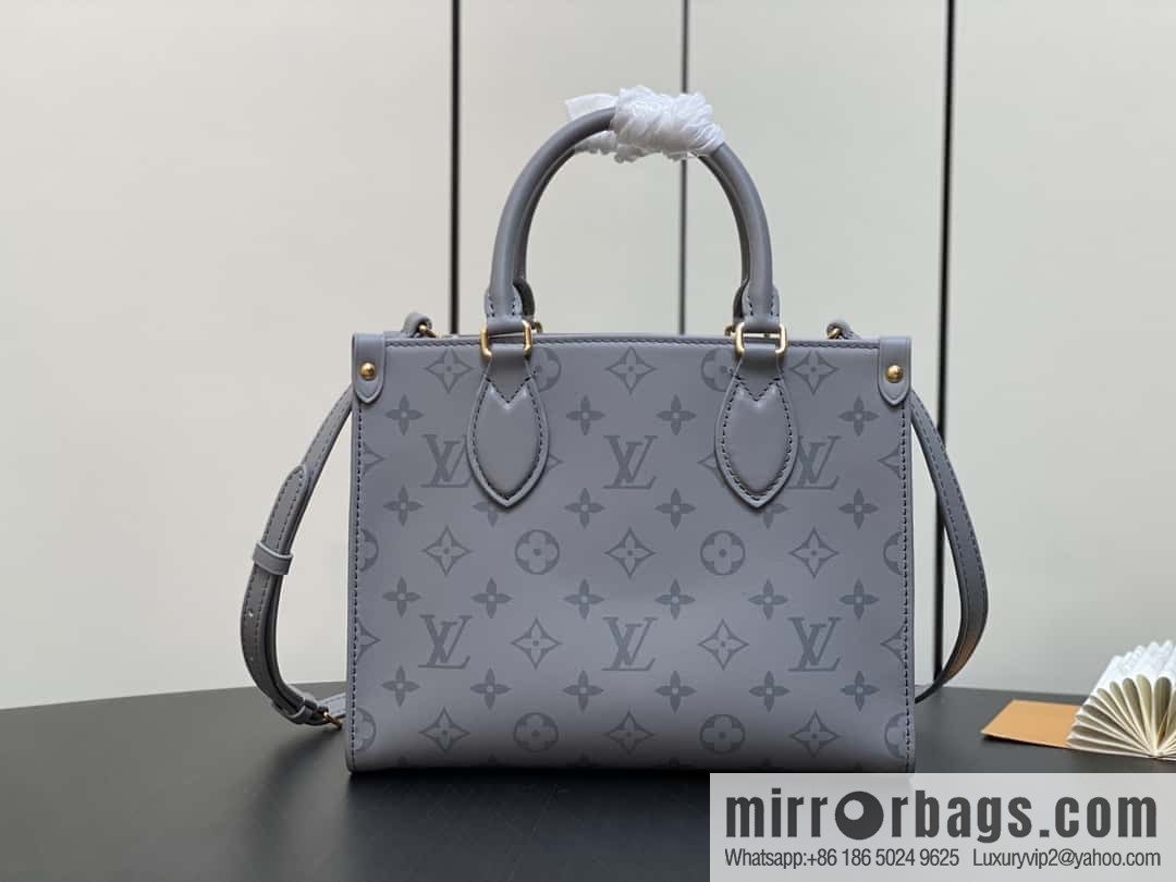 [Boutique‑grade] M12465 shark gray silk screen printing, full leather square bag series, this OnTheGo small handbag.