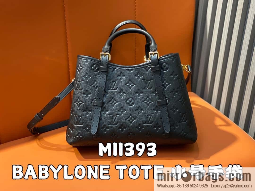 [Boutique‑grade] M11463 black, full leather tote bag series BABYLONE TOTE small handbag m11393 gray-brown m11394