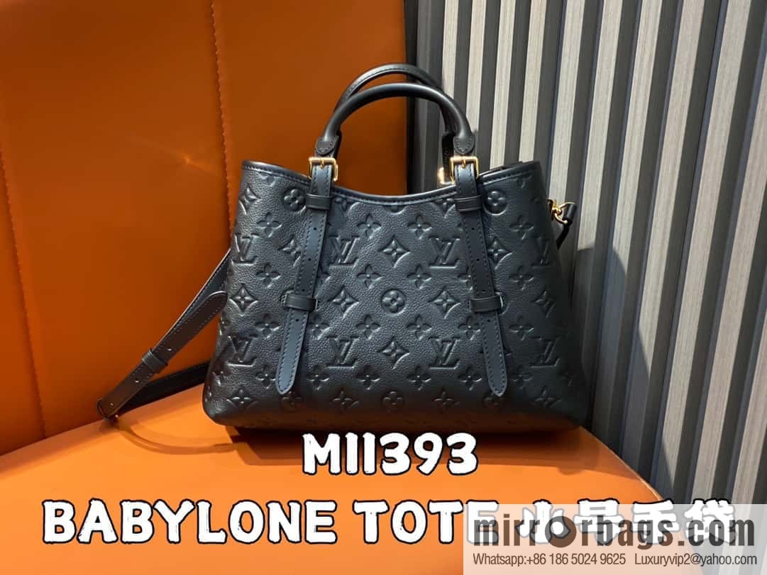 [Boutique‑grade] M11463 black, full leather tote bag series BABYLONE TOTE small handbag m11393 gray-brown m11394