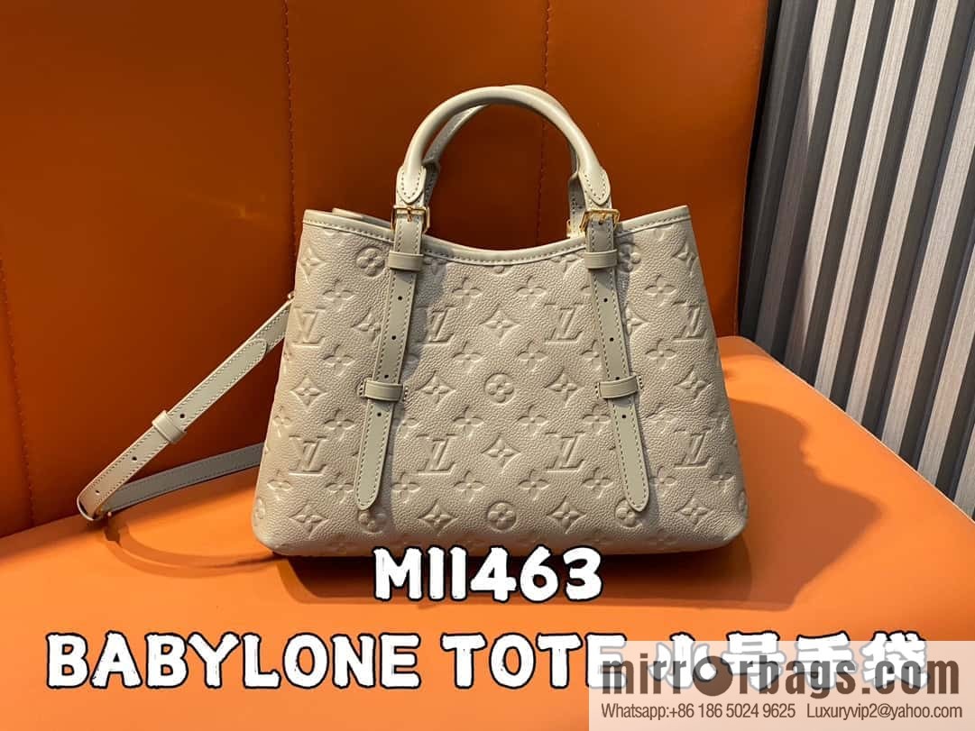 [Boutique‑grade] M11463 black, full leather tote bag series BABYLONE TOTE small handbag m11393 gray-brown m11394