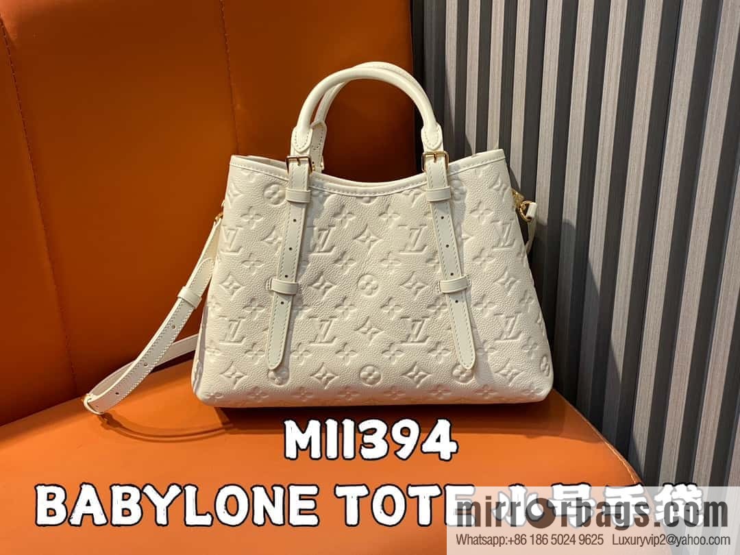 [Boutique‑grade] M11463 meters white full leather tote bag series BABYLONE TOTE small handbag m11393 gray-brown m11394